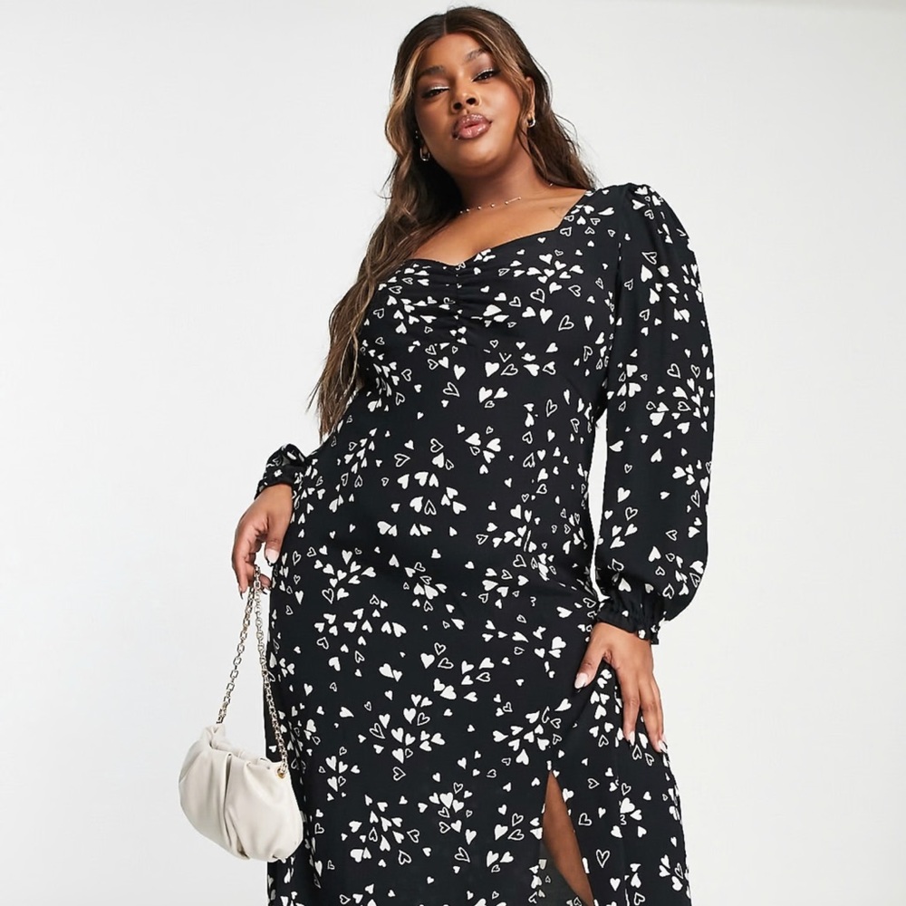 Nobody’s Child Rosie heart print midi dress, Size 12US